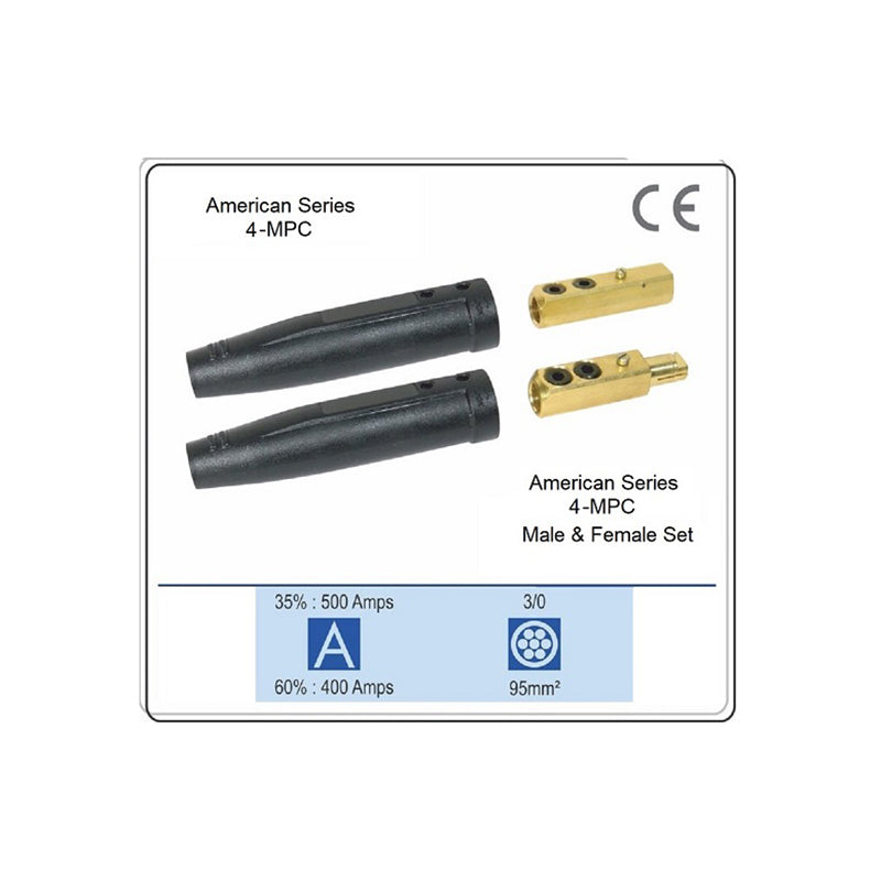Welding Cable Connectors 4-MPC Male Female Set 4MPC (Pack of 1 Set)