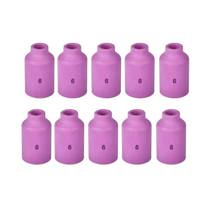 TIG Ceramic Gas Lens Ceramic Cup 54N16 #6, 3/8” Cup Fit Tig 17, 18, 26 (Pack of 10)
