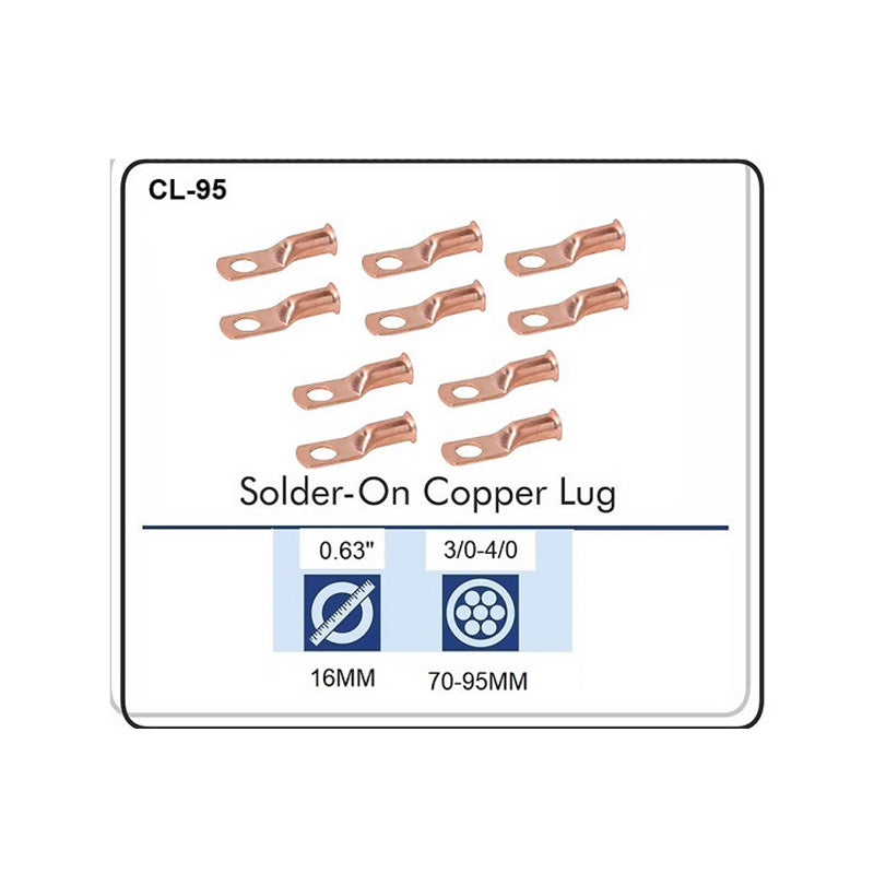 Welding Cable Lugs T-3040 Crimp or Solder 250 Amps, 3/0-4/0 AWG T3040 (Pack of 10)
