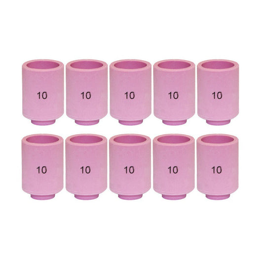 TIG Ceramic Cup 13N13 #10, 5/8” Alumina Nozzle Fit Tig 9, 20, 25 (Pack of 10)