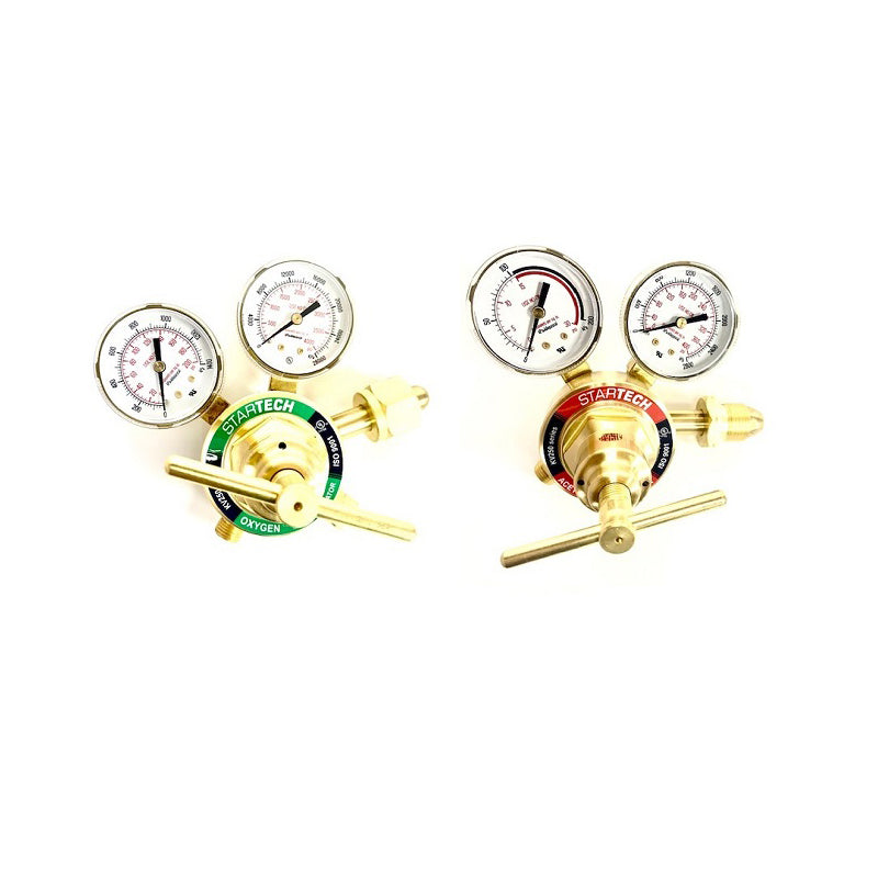 Acetylene Gas Regulator Medium Duty Compatible with Victor SR250-510 and Oxygen Gas Regulator Medium Duty Compatible with Victor SR260-540