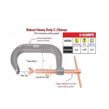 C-Clamps Heavy Duty Drop Forged Steel Powder Coated 6"