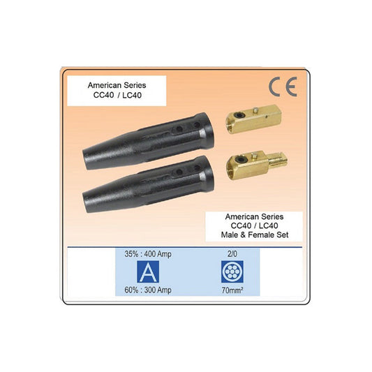 Welding Cable Connectors LC-40 Male Female Set LC40 (Pack of 1 Set)