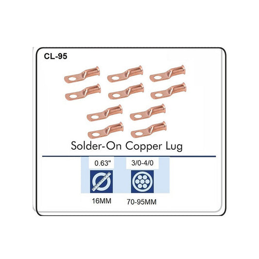 Welding Cable Lugs T-3040 Crimp or Solder 250 Amps, 3/0-4/0 AWG T3040  (Pack of 10)