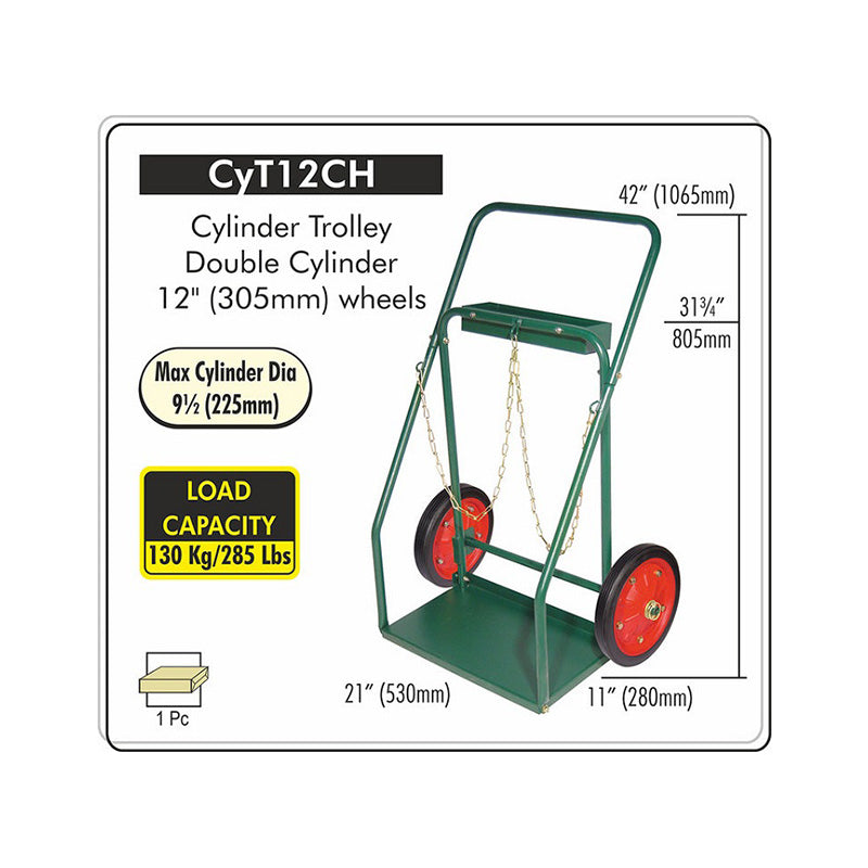 Cylinder Cart 12" Wheels, Welding Oxygen Acetylene Cylinder Cart