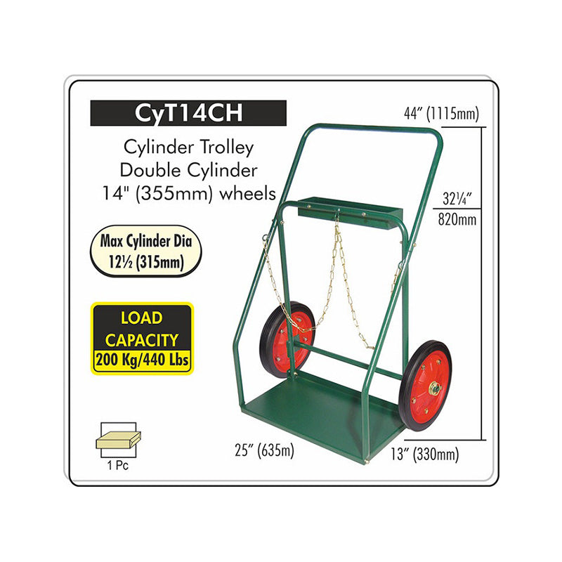 Cylinder Cart 14" Wheels, Welding Oxygen Acetylene Cylinder Cart