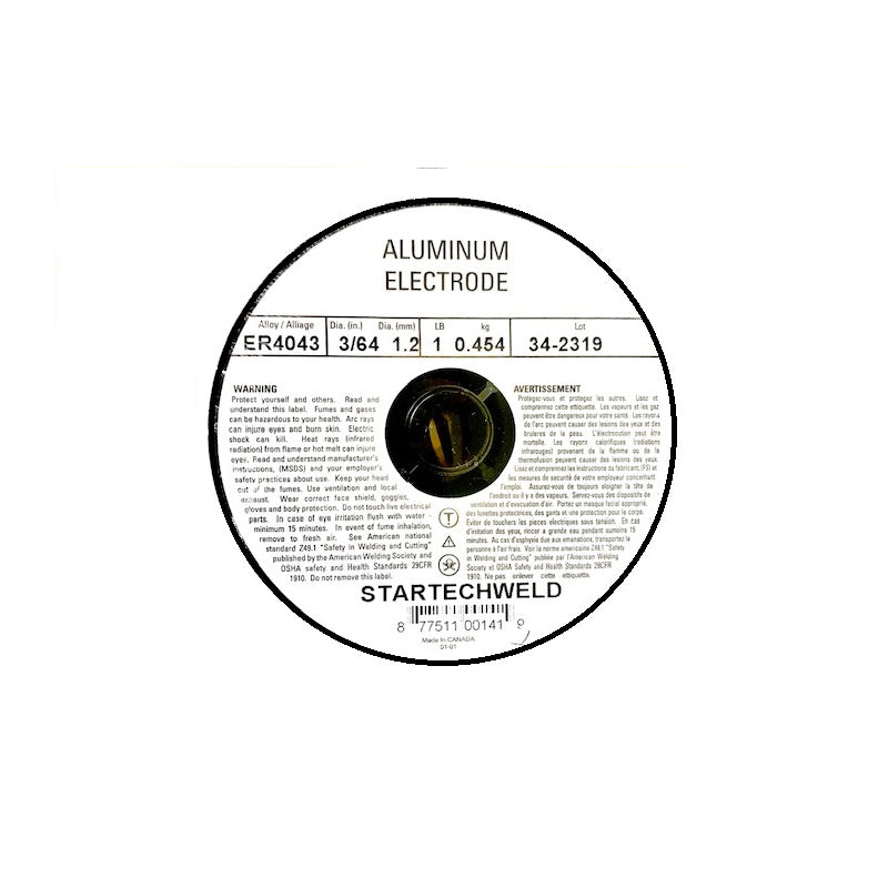 Aluminum ER4043 3/64" MIG Welding Wire 1 Ib Spool 1 Roll