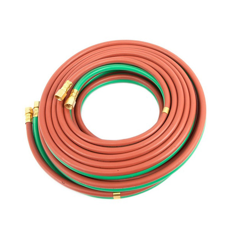 Twin Gas Welding Hose - Grade T, 1/4 Inch X 25 Ft With BB Fittings